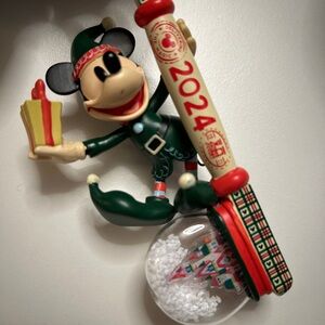 Disney Festive Mickey Mouse Ornament with Red and Green Accents